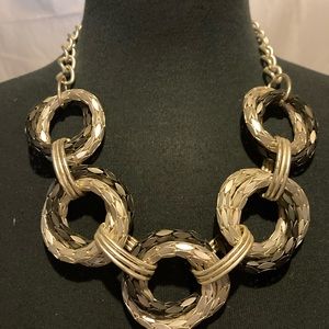 Lightweight, chunky silver and black ring necklace